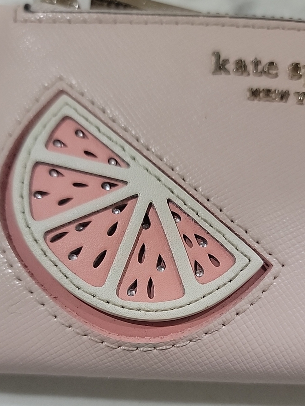 kate spade Tini Slim Bifold pale pink With Embellished Grapefruit Slices wallet - Picture 5 of 16